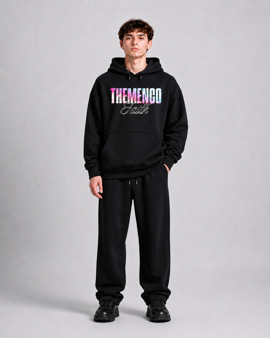 THEMENCO Faith Men's Black Hoodie
