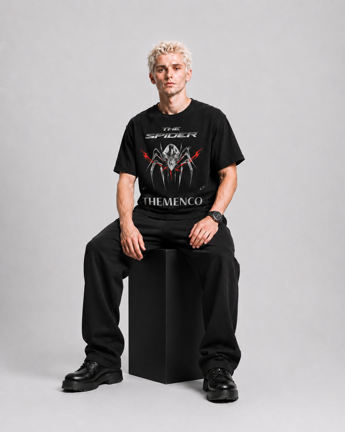 THEMENCO The Spider Men's Graphic Black T-Shirt