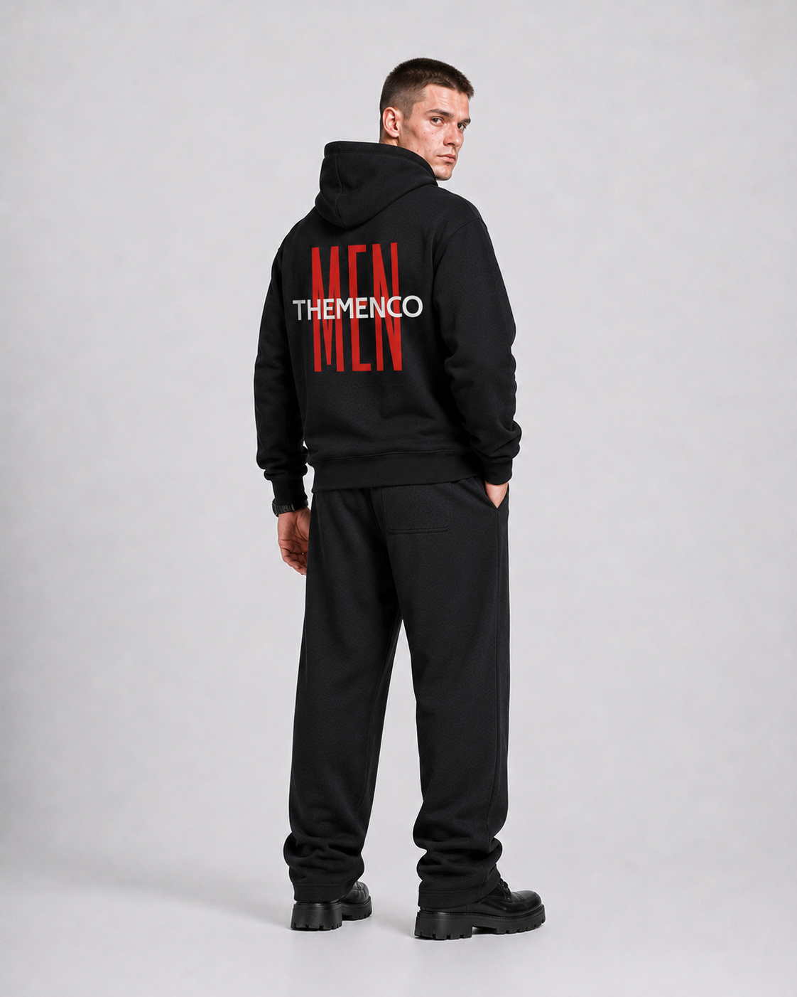THEMENCO Men's Black Hoodie