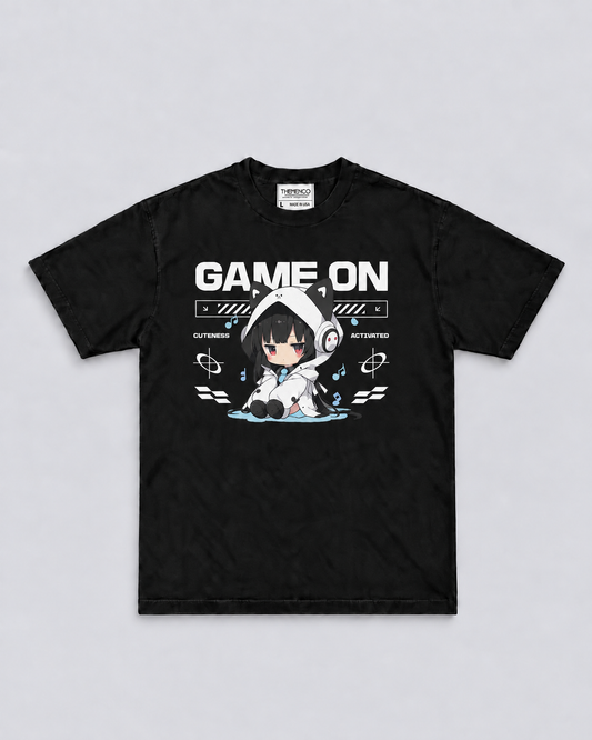 THEMENCO Game On Anime Men’s Black T-Shirt