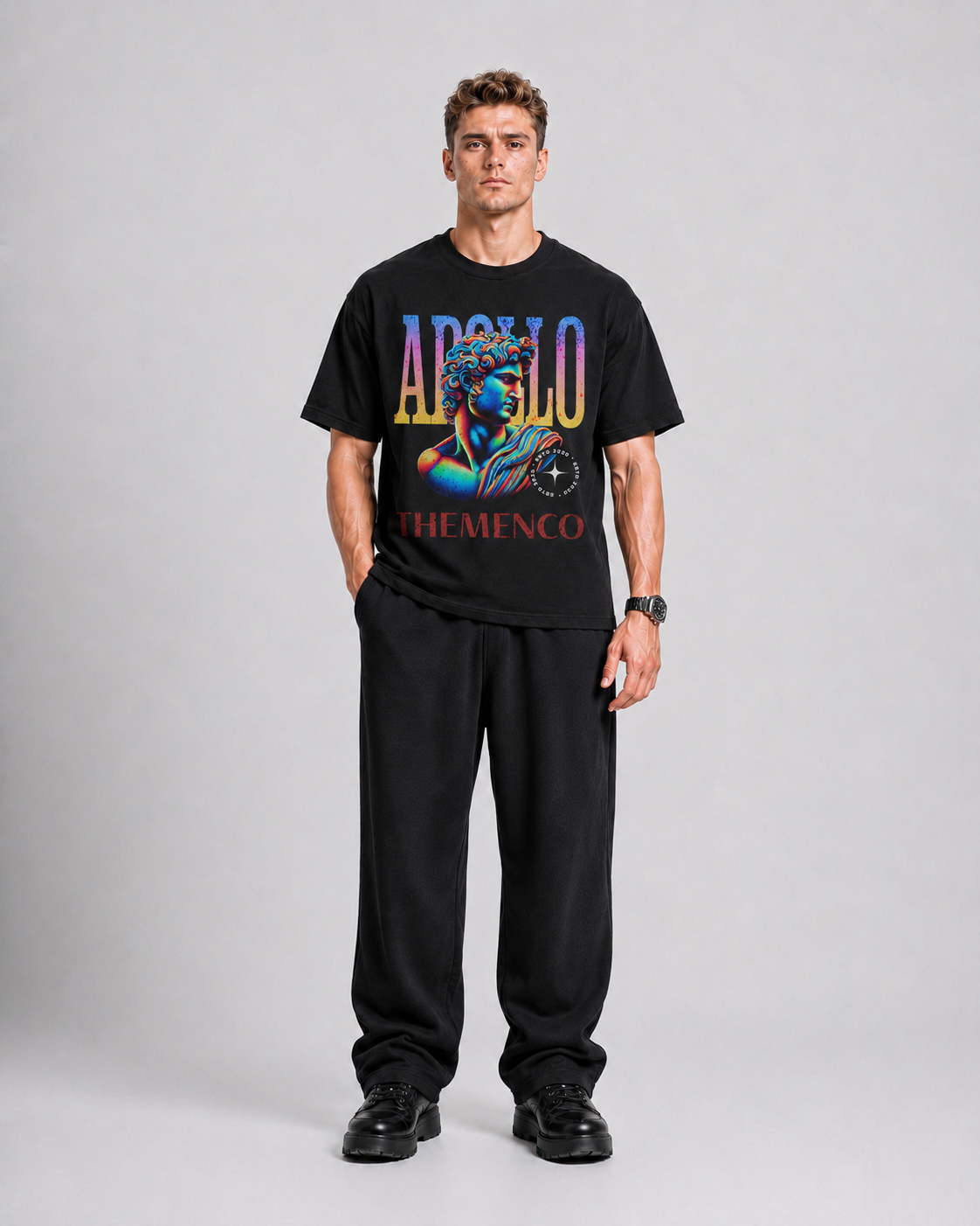 THEMENCO Apollo Men's Graphic Black T-Shirt