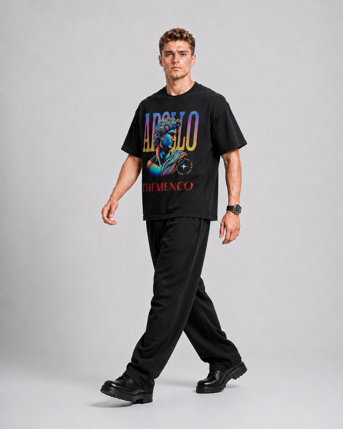 THEMENCO Apollo Men's Graphic Black T-Shirt