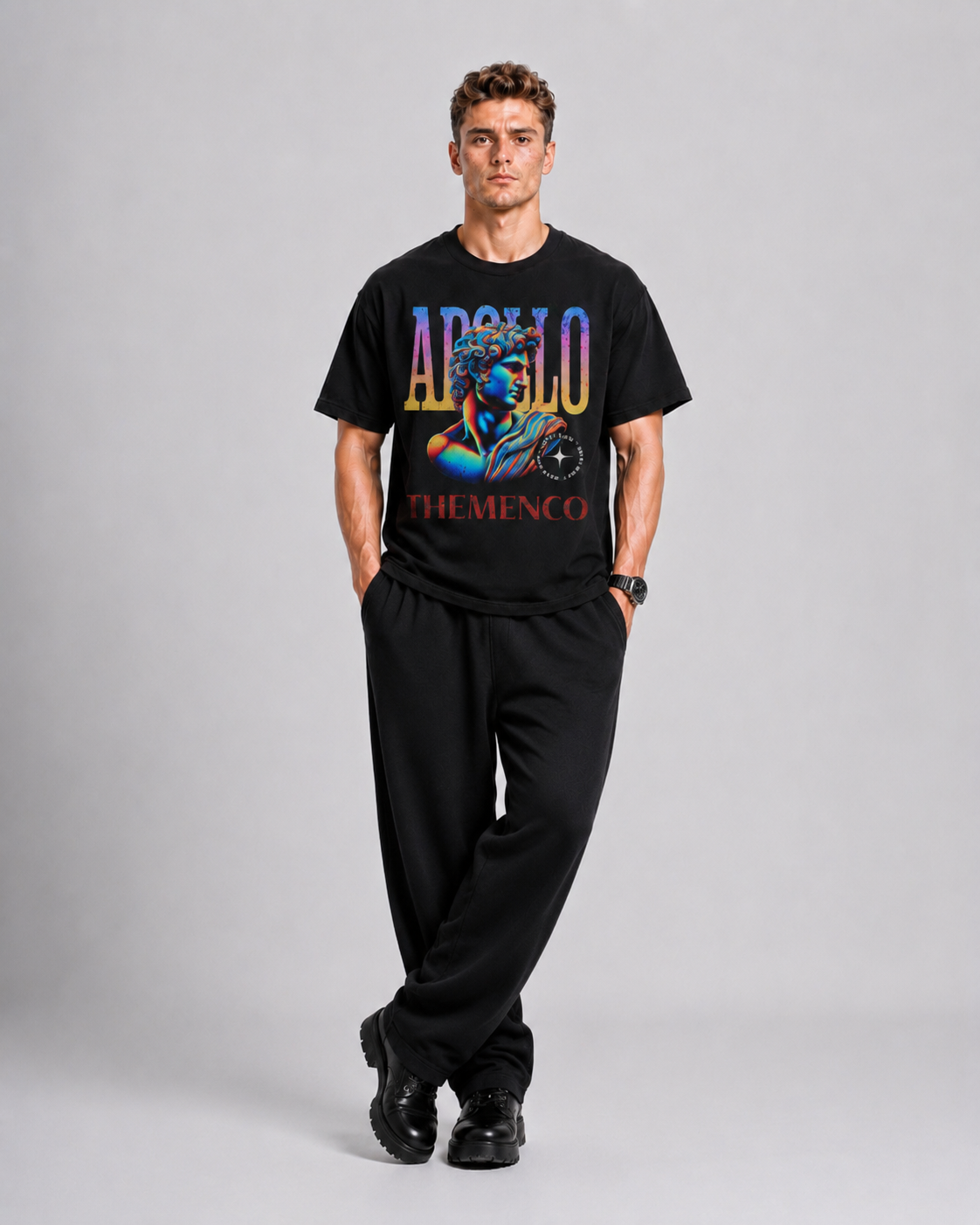 THEMENCO Apollo Men's Graphic Black T-Shirt