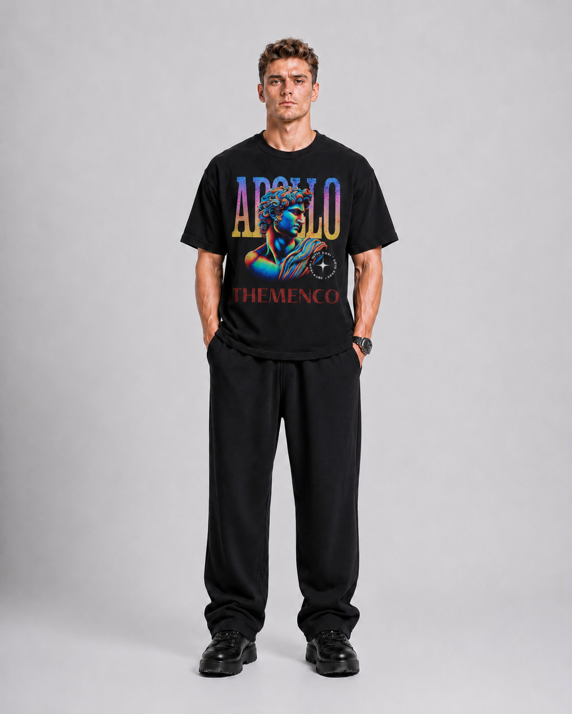 THEMENCO Apollo Men's Graphic Black T-Shirt