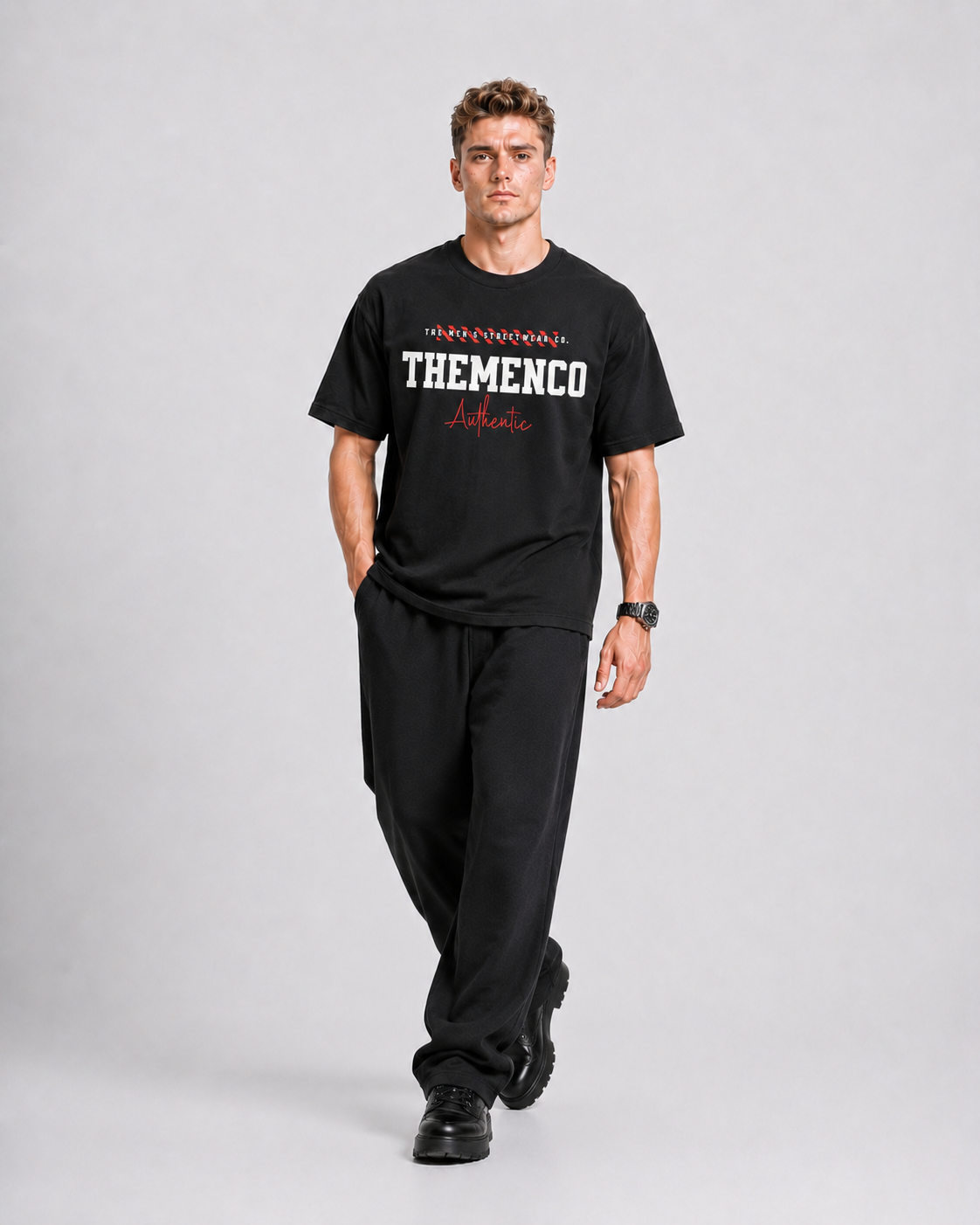 THEMENCO Authentica Men's Graphic Black T-Shirt