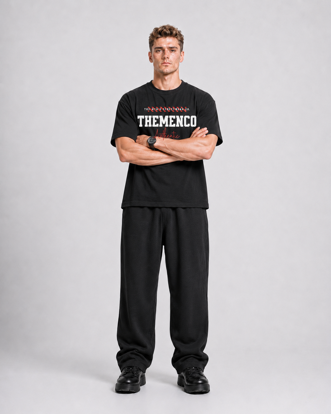THEMENCO Authentica Men's Graphic Black T-Shirt
