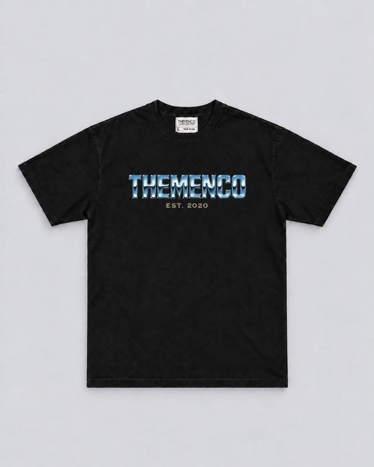 THEMENCO Blue Chrome Men’s Black T-Shirt