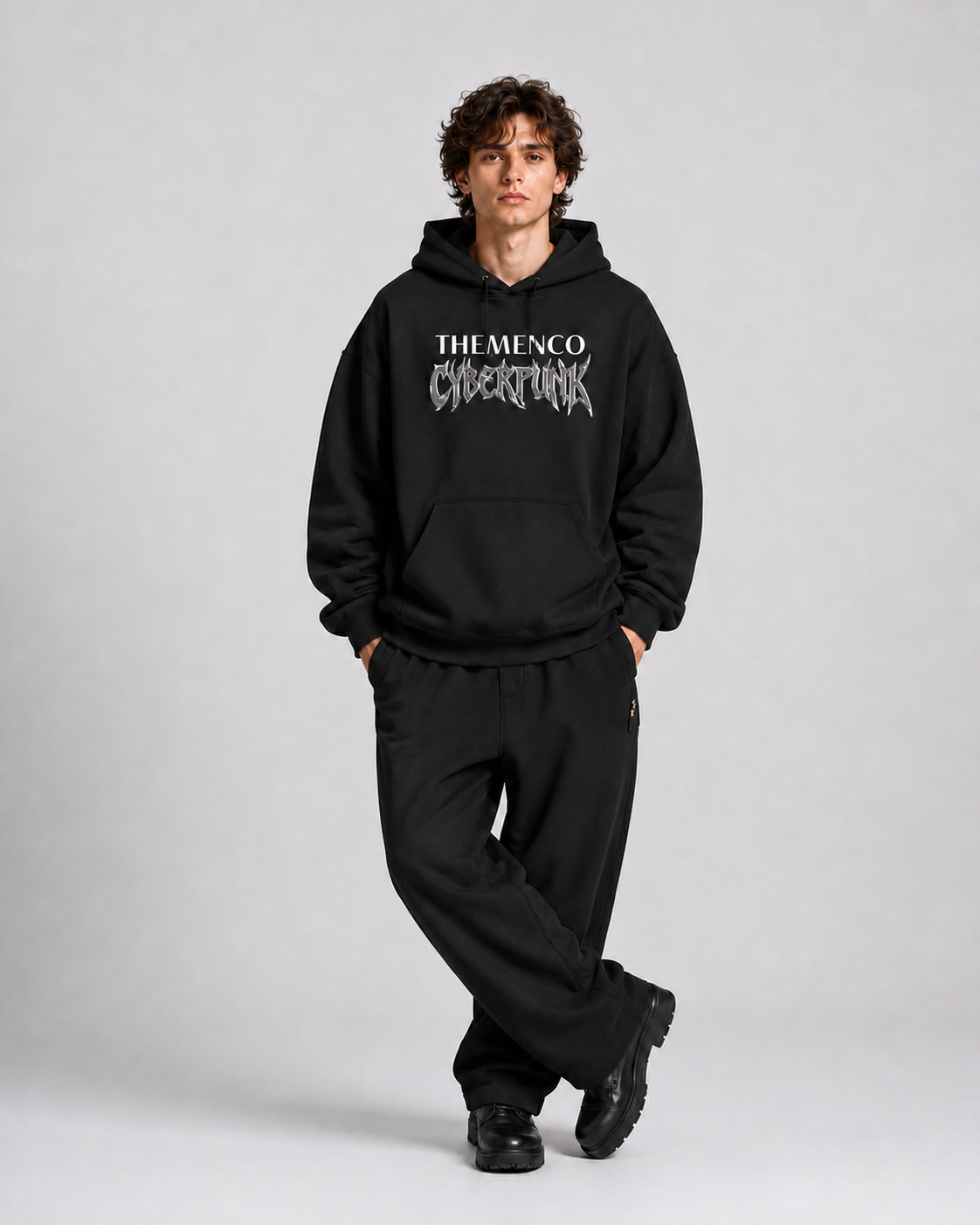 THEMENCO Cyberpunk Men's Black Hoodie