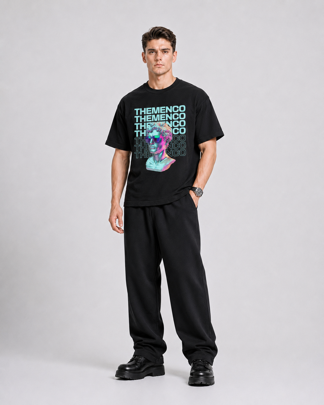 THEMENCO David Men's Graphic Black T-Shirt