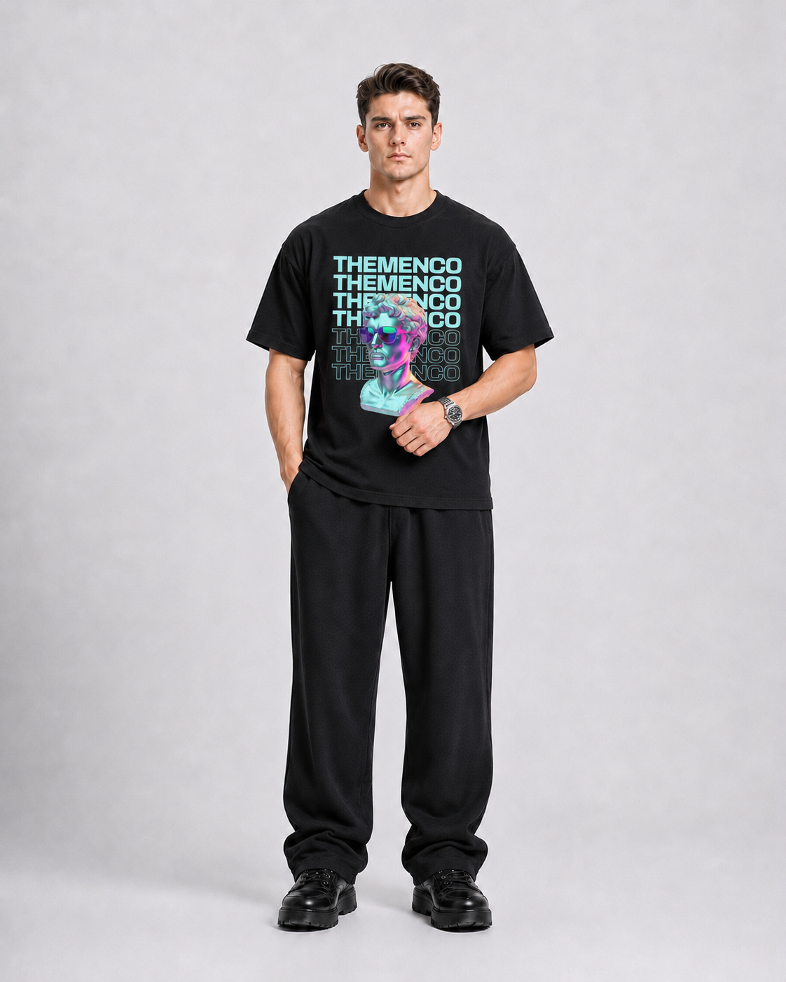THEMENCO David Men's Graphic Black T-Shirt