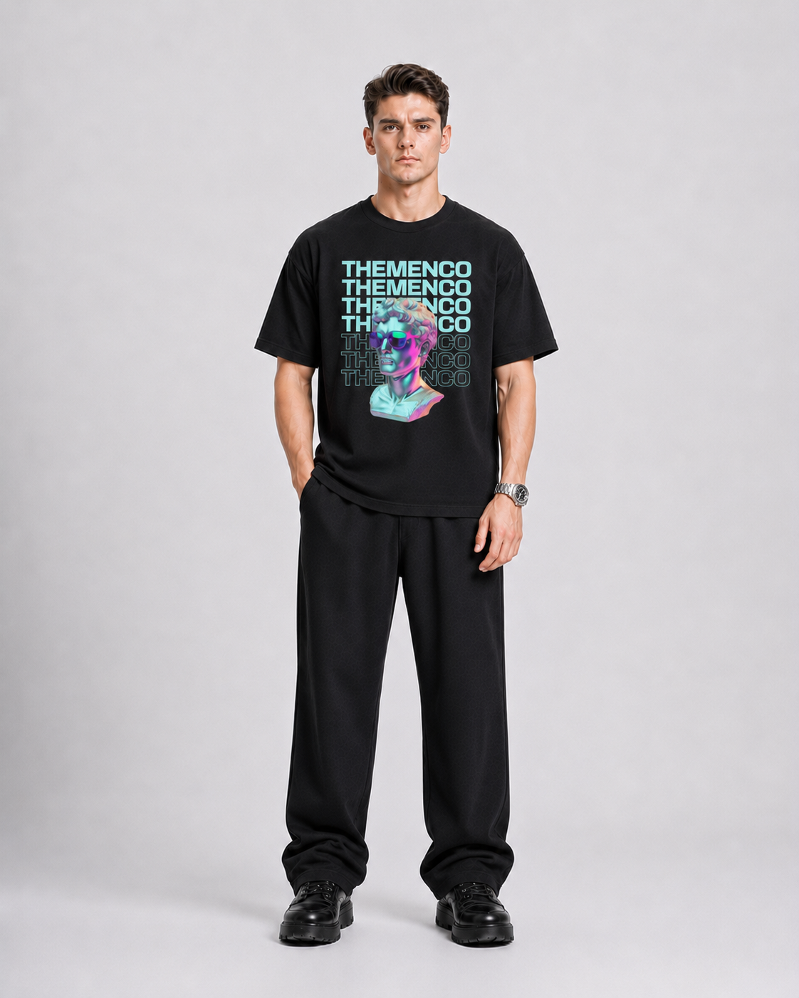 THEMENCO David Men's Graphic Black T-Shirt