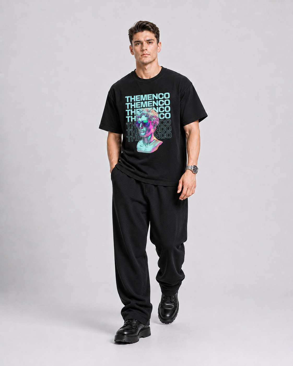 THEMENCO David Men's Graphic Black T-Shirt