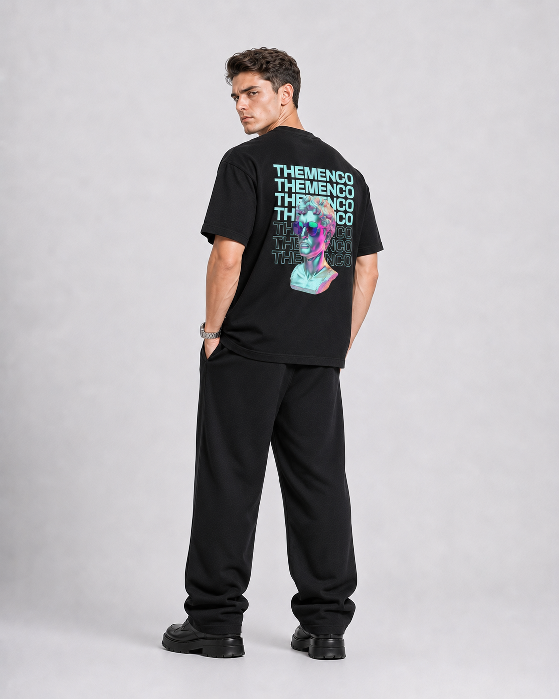 THEMENCO David Men's Graphic Black T-Shirt