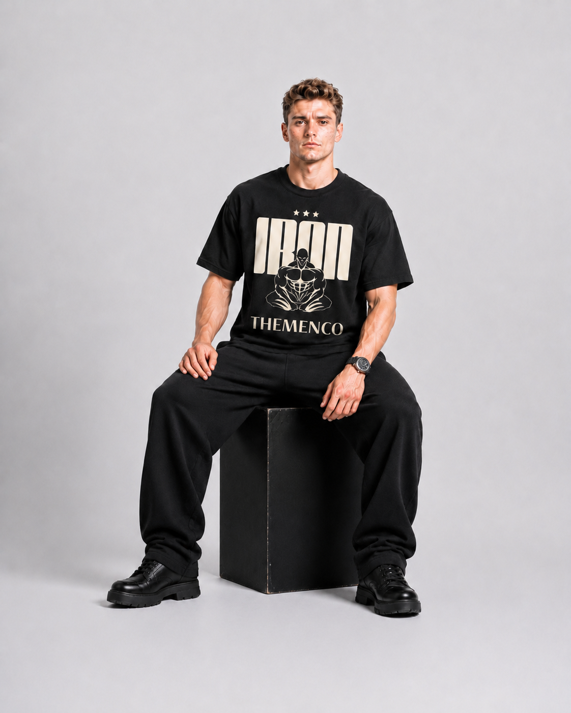 THEMENCO Ironman Men's Graphic Black T-Shirt