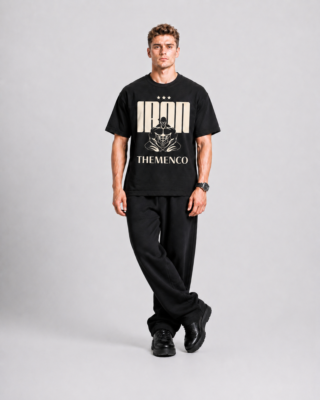 THEMENCO Ironman Men's Graphic Black T-Shirt