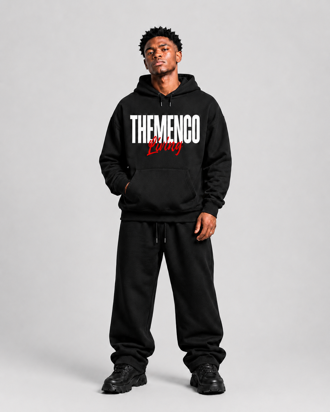 THEMENCO Living Men's Black Hoodie