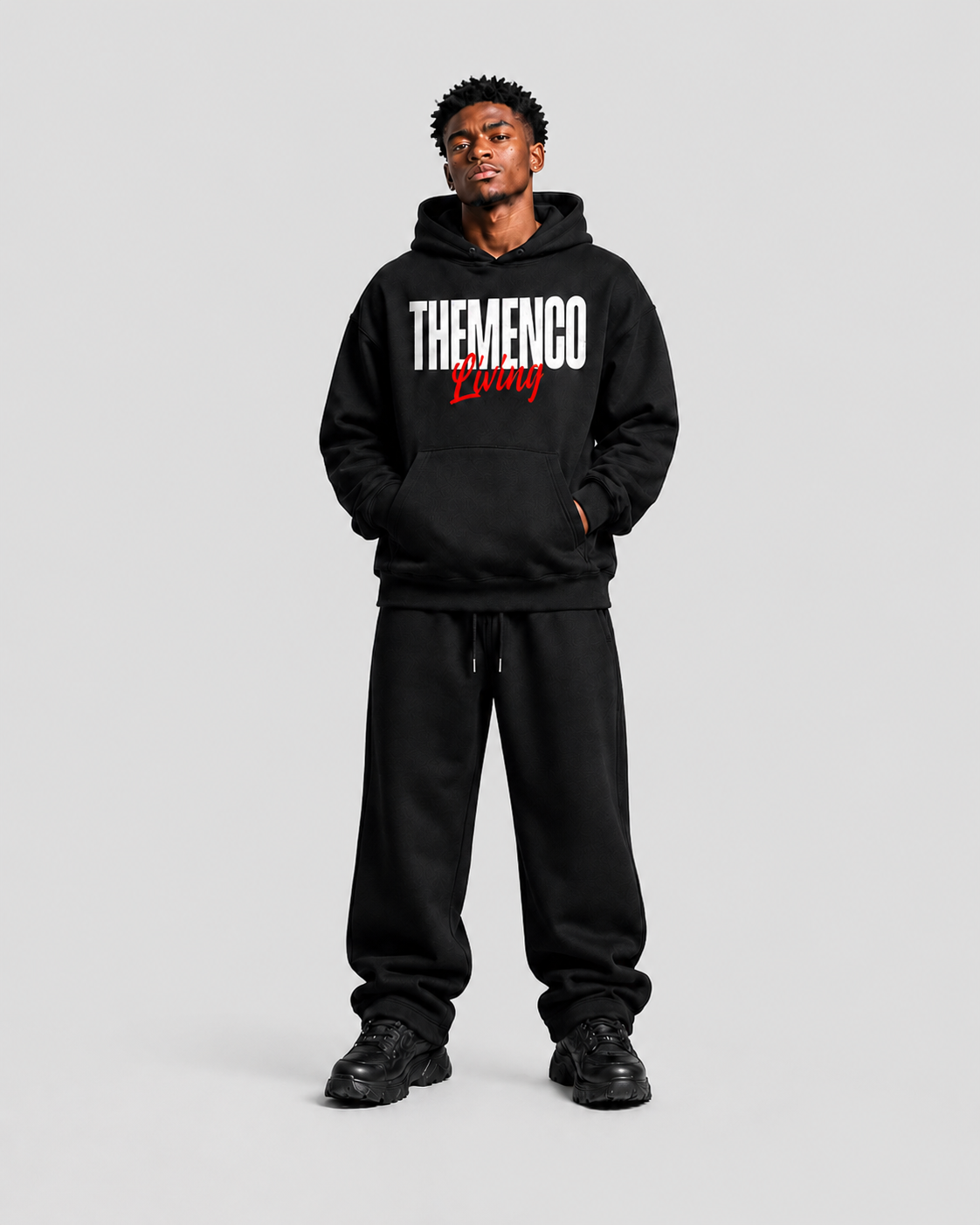 THEMENCO Living Men's Black Hoodie