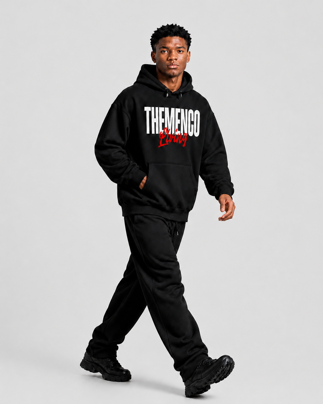 THEMENCO Living Men's Black Hoodie