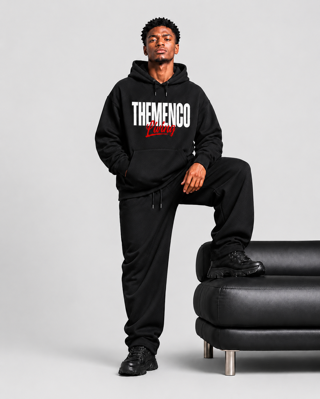 THEMENCO Living Men's Black Hoodie
