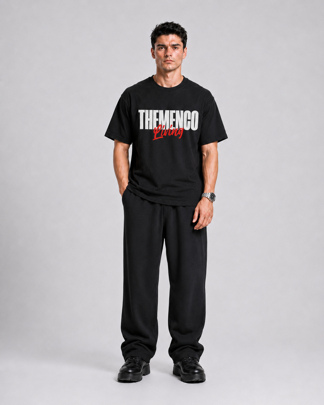 THEMENCO Living Men's Graphic Black T-Shirt