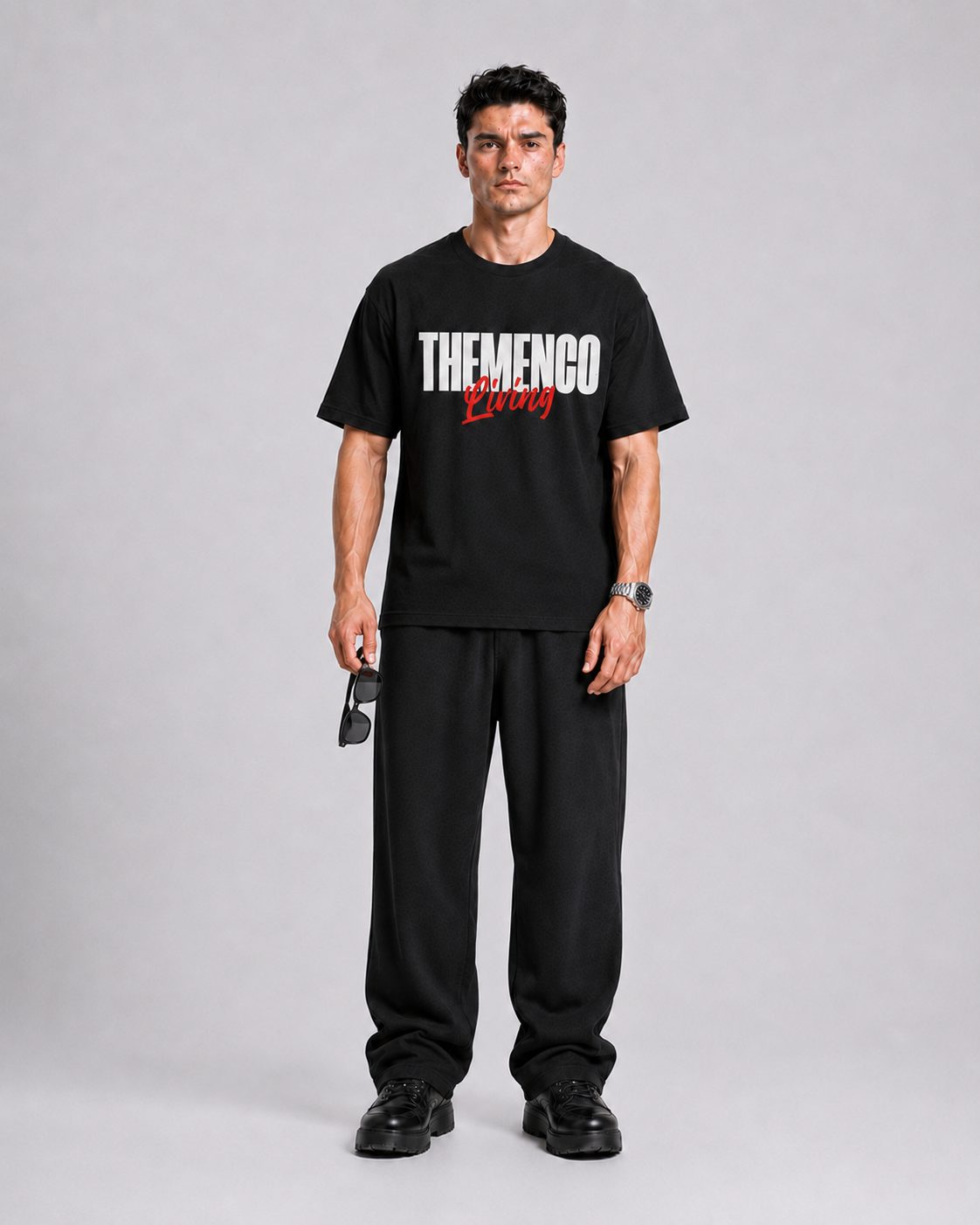 THEMENCO Living Men's Graphic Black T-Shirt