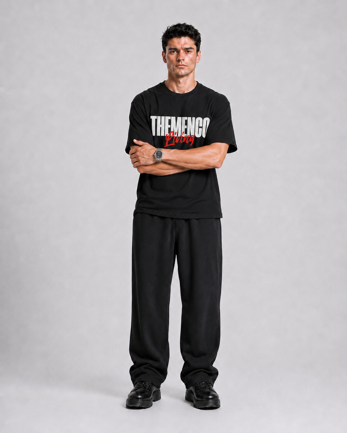 THEMENCO Living Men's Graphic Black T-Shirt