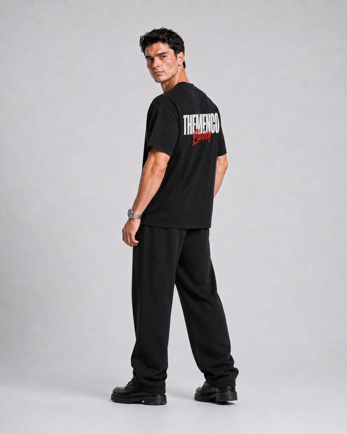 THEMENCO Living Men's Graphic Black T-Shirt
