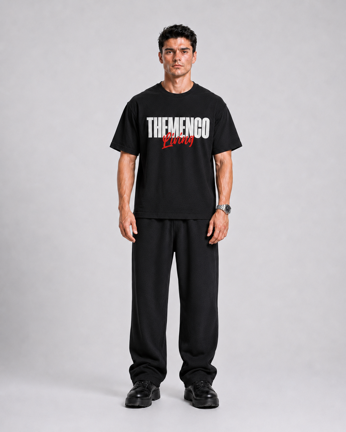 THEMENCO Living Men's Graphic Black T-Shirt