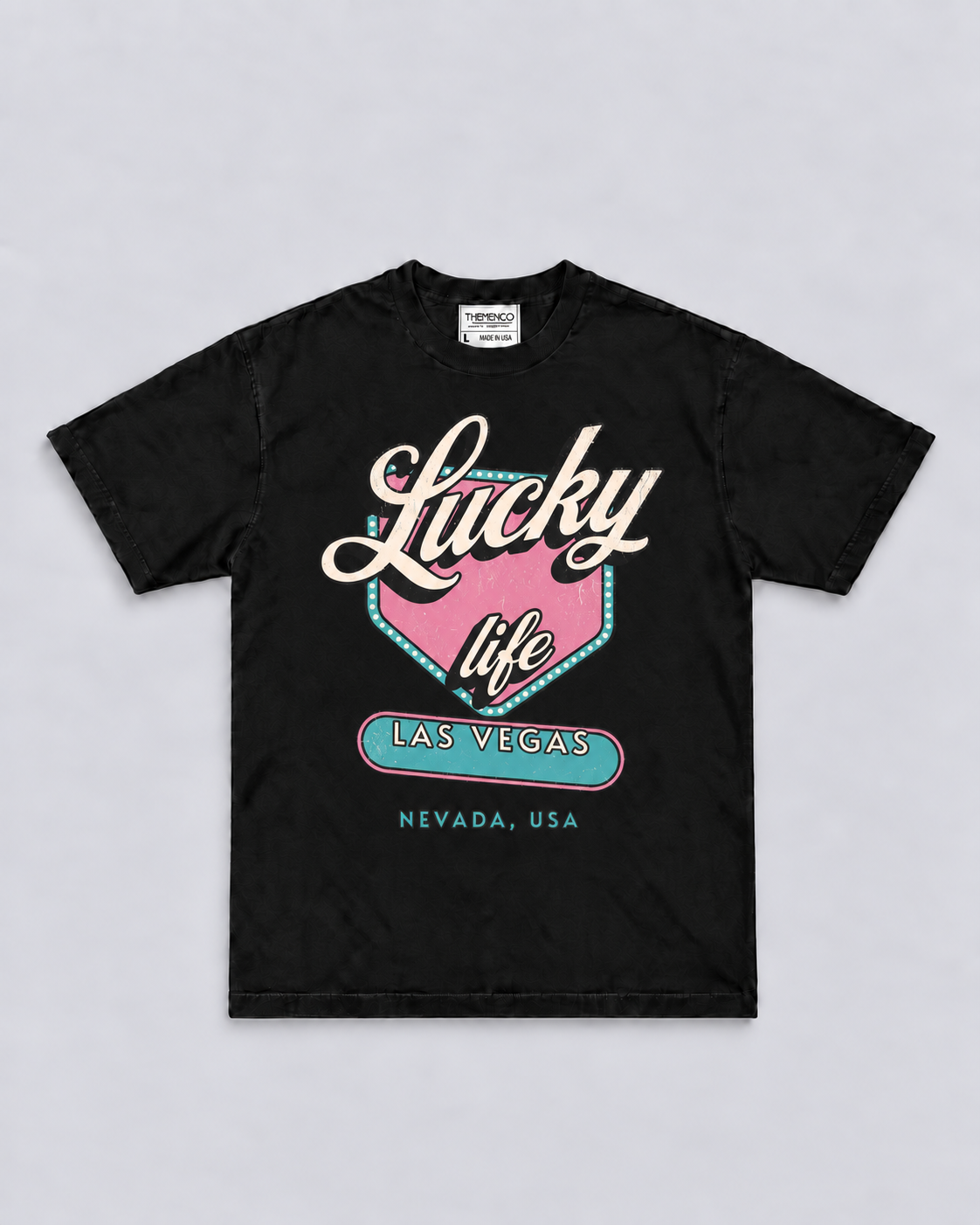 THEMENCO Lucky Life Las Vegas Men’s Black T-Shirt