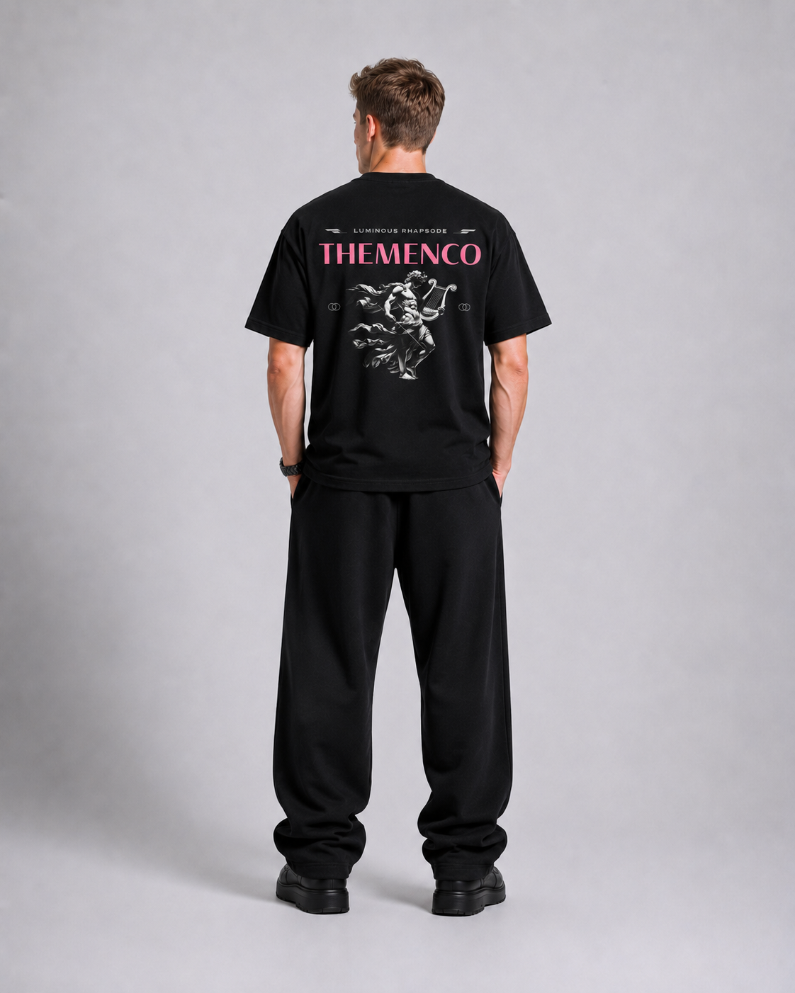 THEMENCO Luminous Men's Graphic Black T-Shirt