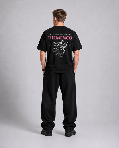THEMENCO Luminous Men's Graphic Black T-Shirt