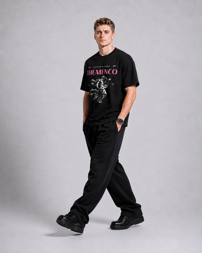THEMENCO Luminous Men's Graphic Black T-Shirt