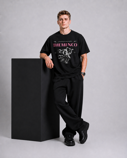 THEMENCO Luminous Men's Graphic Black T-Shirt
