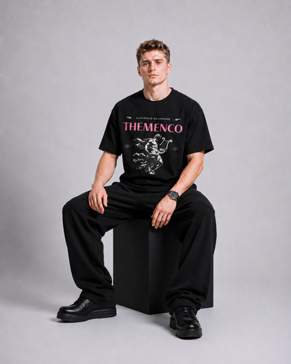 THEMENCO Luminous Men's Graphic Black T-Shirt
