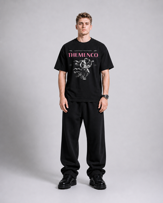 THEMENCO Luminous Men's Graphic Black T-Shirt