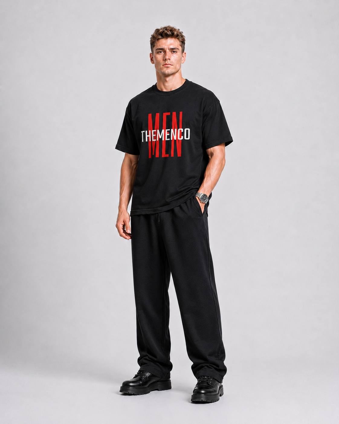THEMENCO Men's Graphic Black T-Shirt