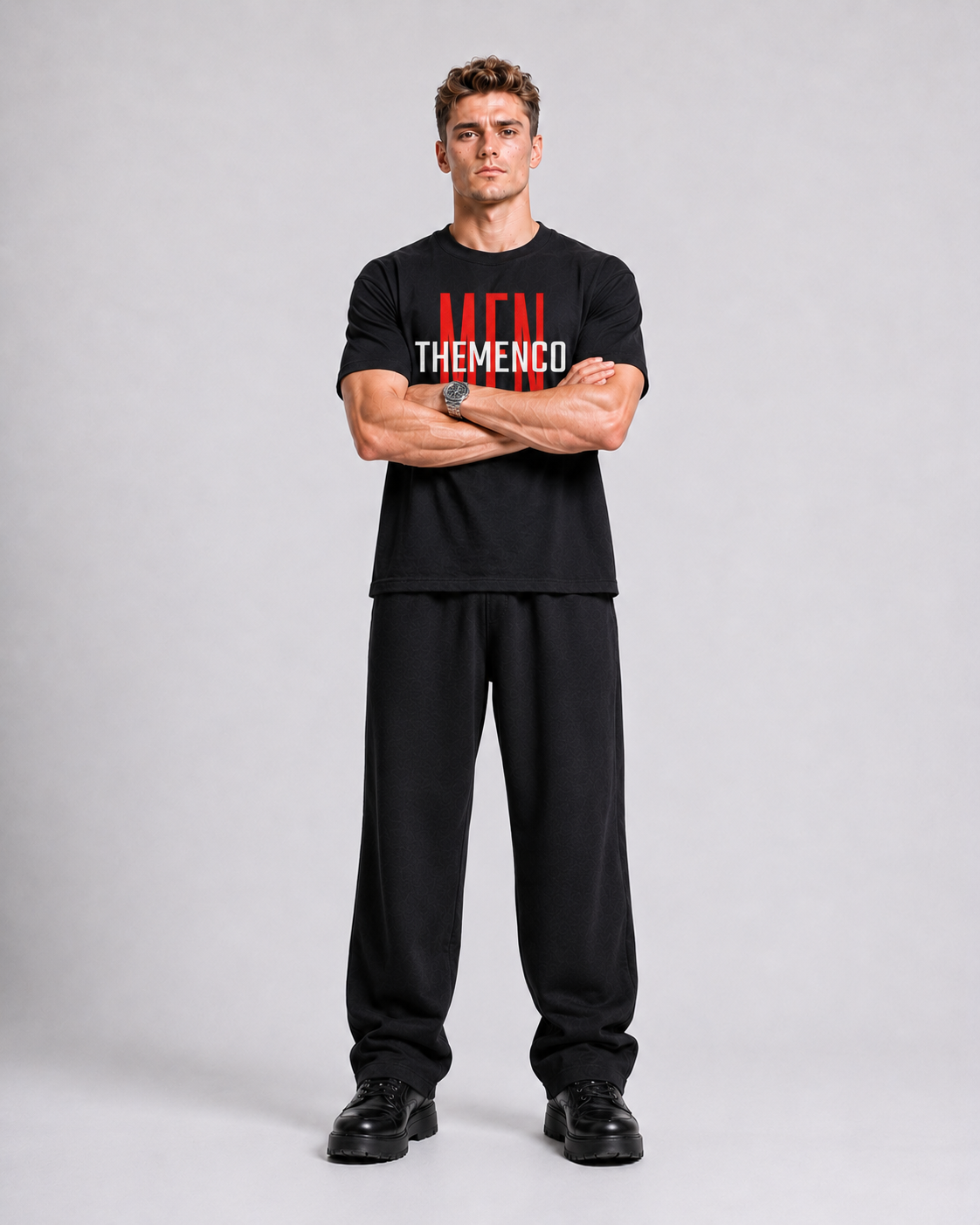 THEMENCO Men's Graphic Black T-Shirt