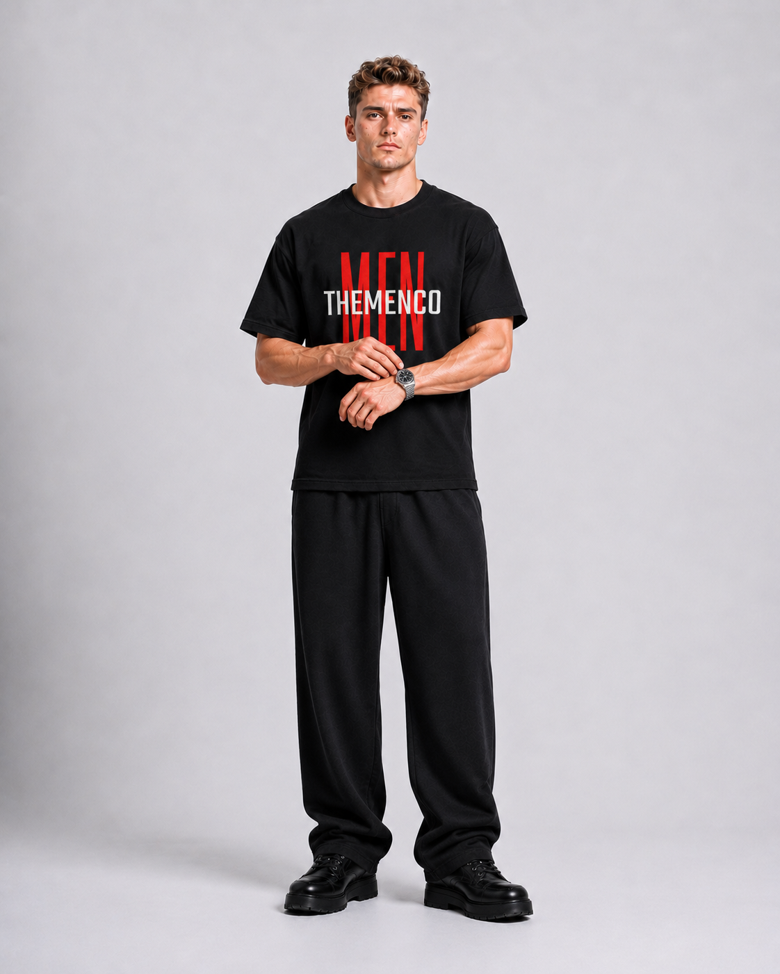 THEMENCO Men's Graphic Black T-Shirt