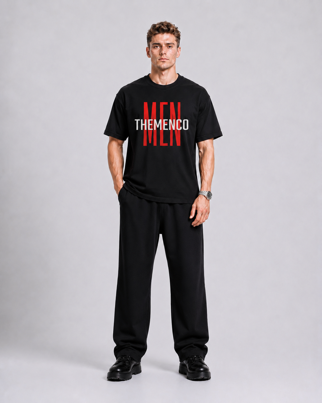 THEMENCO Men's Graphic Black T-Shirt