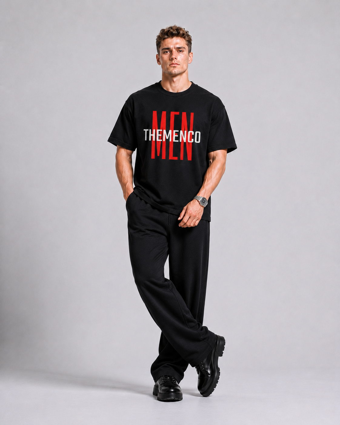 THEMENCO Men's Graphic Black T-Shirt