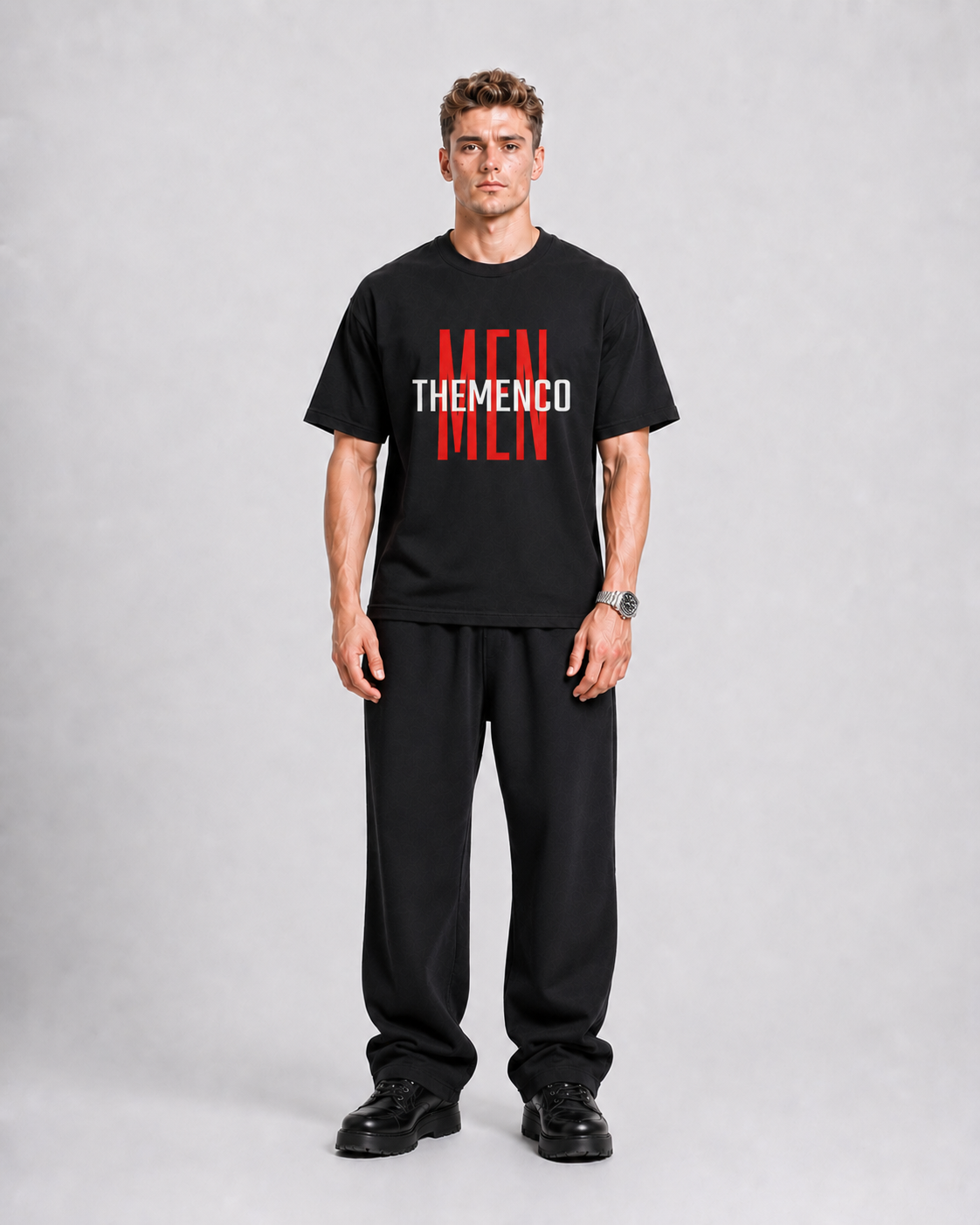 THEMENCO Men's Graphic Black T-Shirt