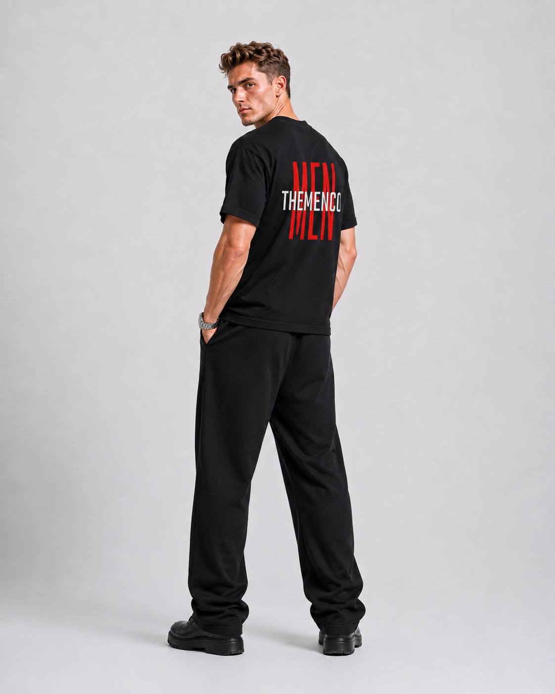 THEMENCO Men's Graphic Black T-Shirt