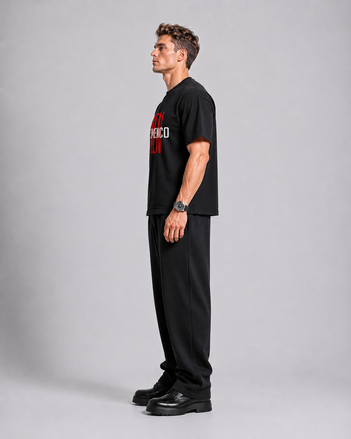 THEMENCO Men's Graphic Black T-Shirt