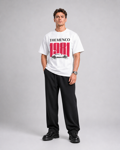 THEMENCO MotoSport Men's Graphic White T-Shirt