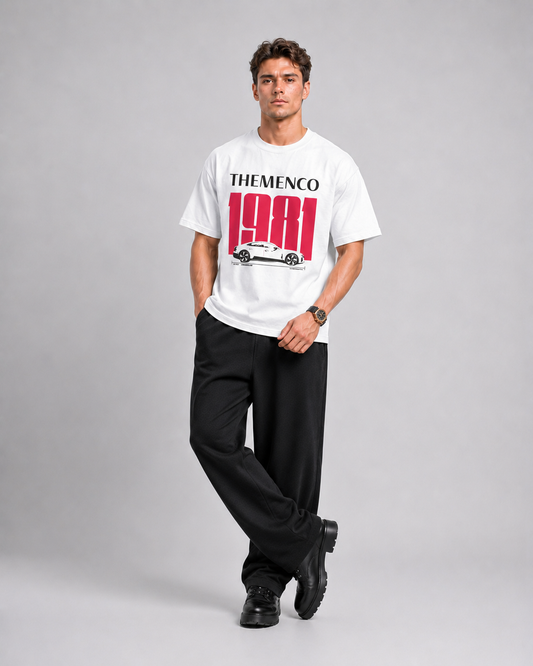 THEMENCO MotoSport Men's Graphic White T-Shirt