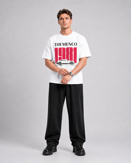 THEMENCO MotoSport Men's Graphic White T-Shirt