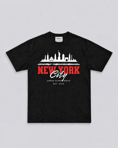 THEMENCO New York Skyline Men’s Black T-Shirt