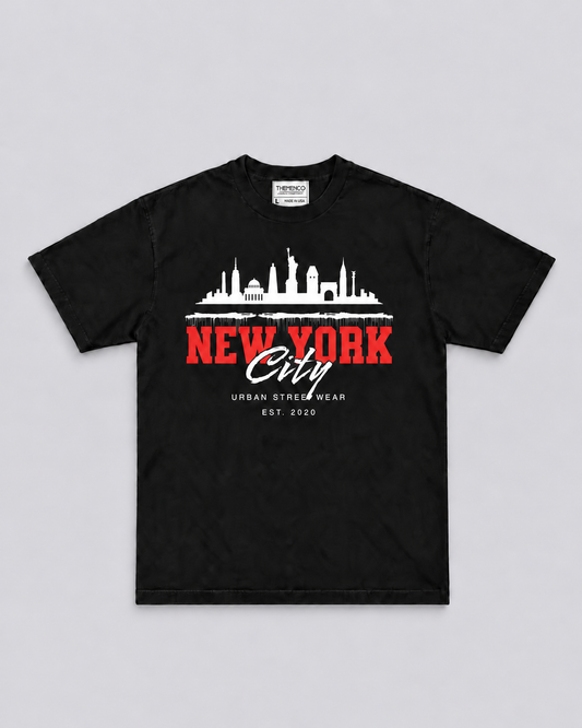 THEMENCO New York Skyline Men’s Black T-Shirt