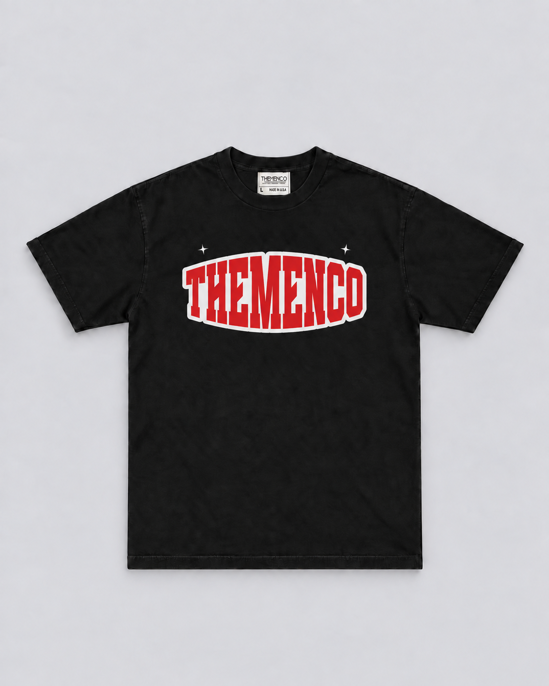 THEMENCO Red Varsity Men’s Black T-Shirt