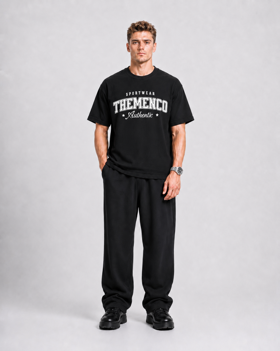 THEMENCO Sportswear Men's Graphic Black T-Shirt